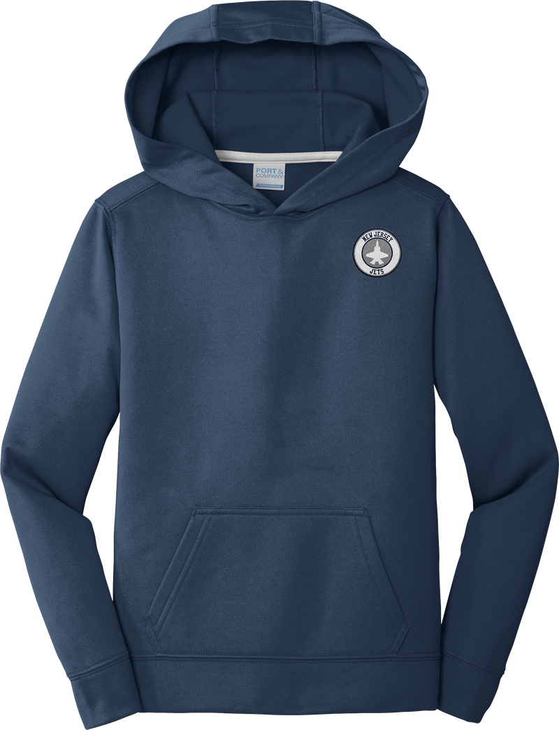 NJ Jets Youth Performance Fleece Pullover Hooded Sweatshirt