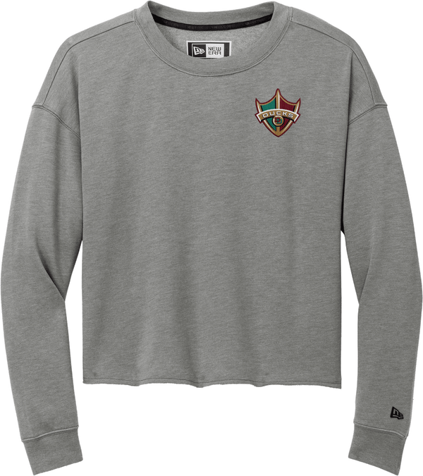 Delaware Ducks New Era Ladies Tri-Blend Fleece Crop Crew