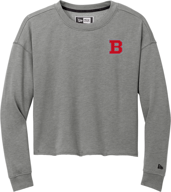 CT Bobcats New Era Ladies Tri-Blend Fleece Crop Crew